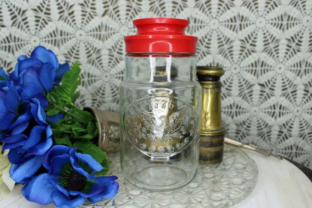 1970's Anchor Hocking 1776 Bicentennial Glass Jar Produced for Maxwell House